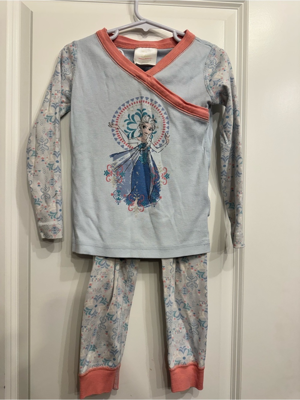 Hanna Andersson Light Blue and Coral Elsa Pajama Set